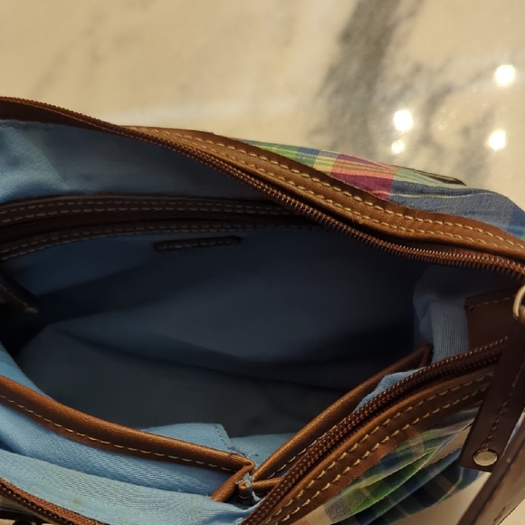 Chaps Ralph Lauren Luxemberg Blue Madras Plaid Shoulder Bag - Picture 14 of 16